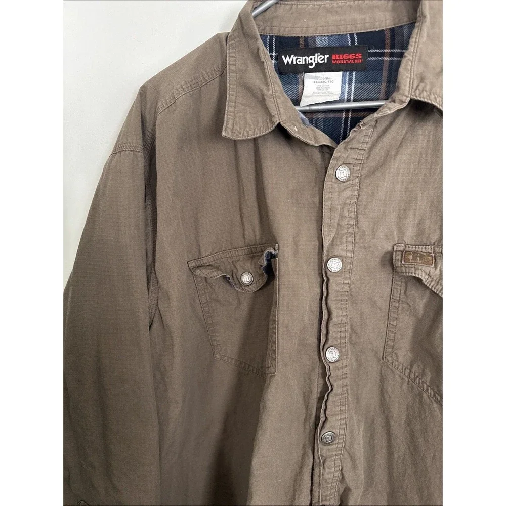 Wrangler Riggs Workwear Flannel Lined Snap Shirt Jacket Men's XXL Gorpcore Chore